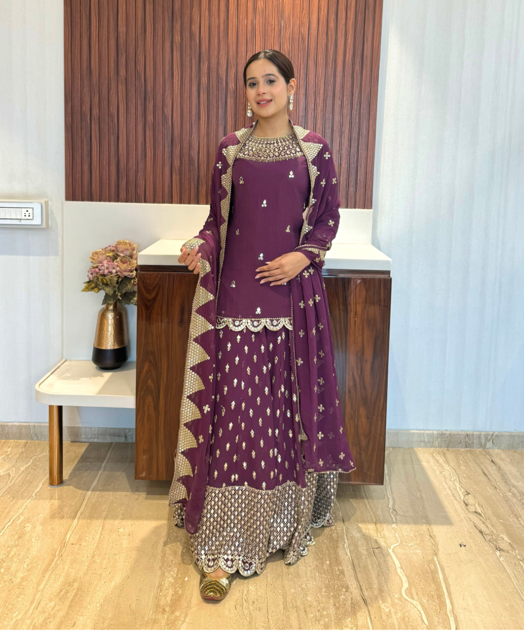 Plum Sharara set