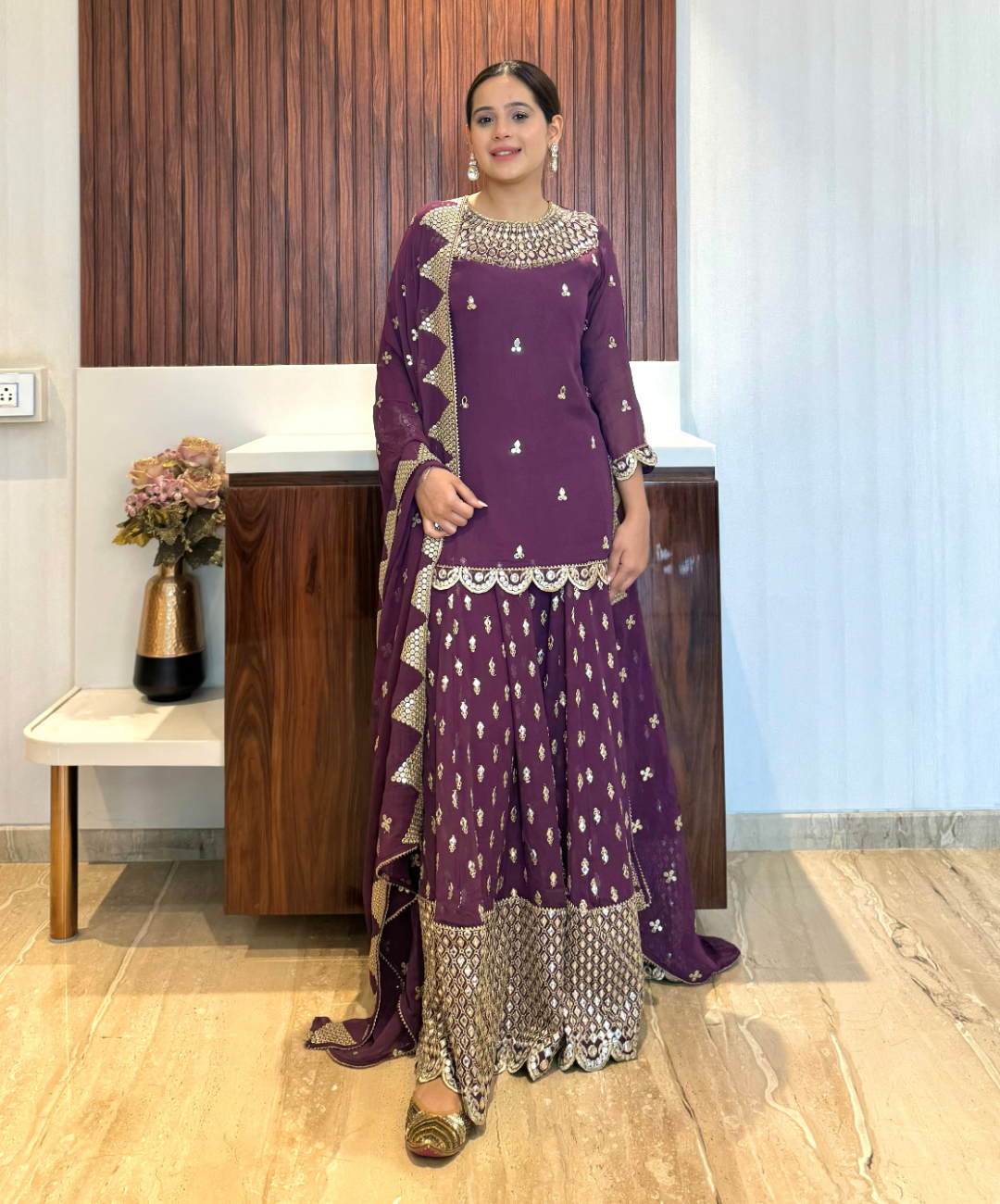 Plum Sharara set