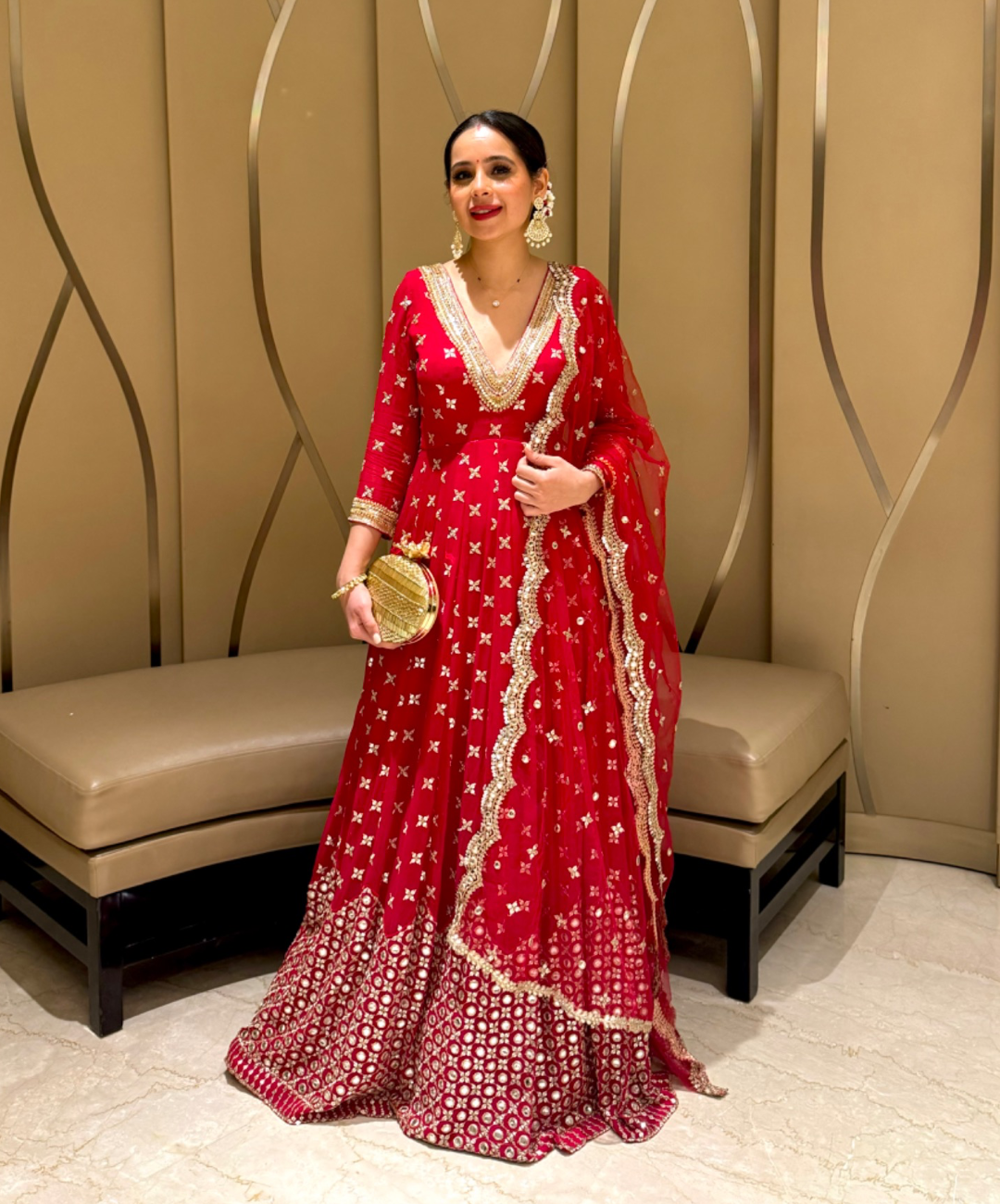 Gulbahar Red Anarkali