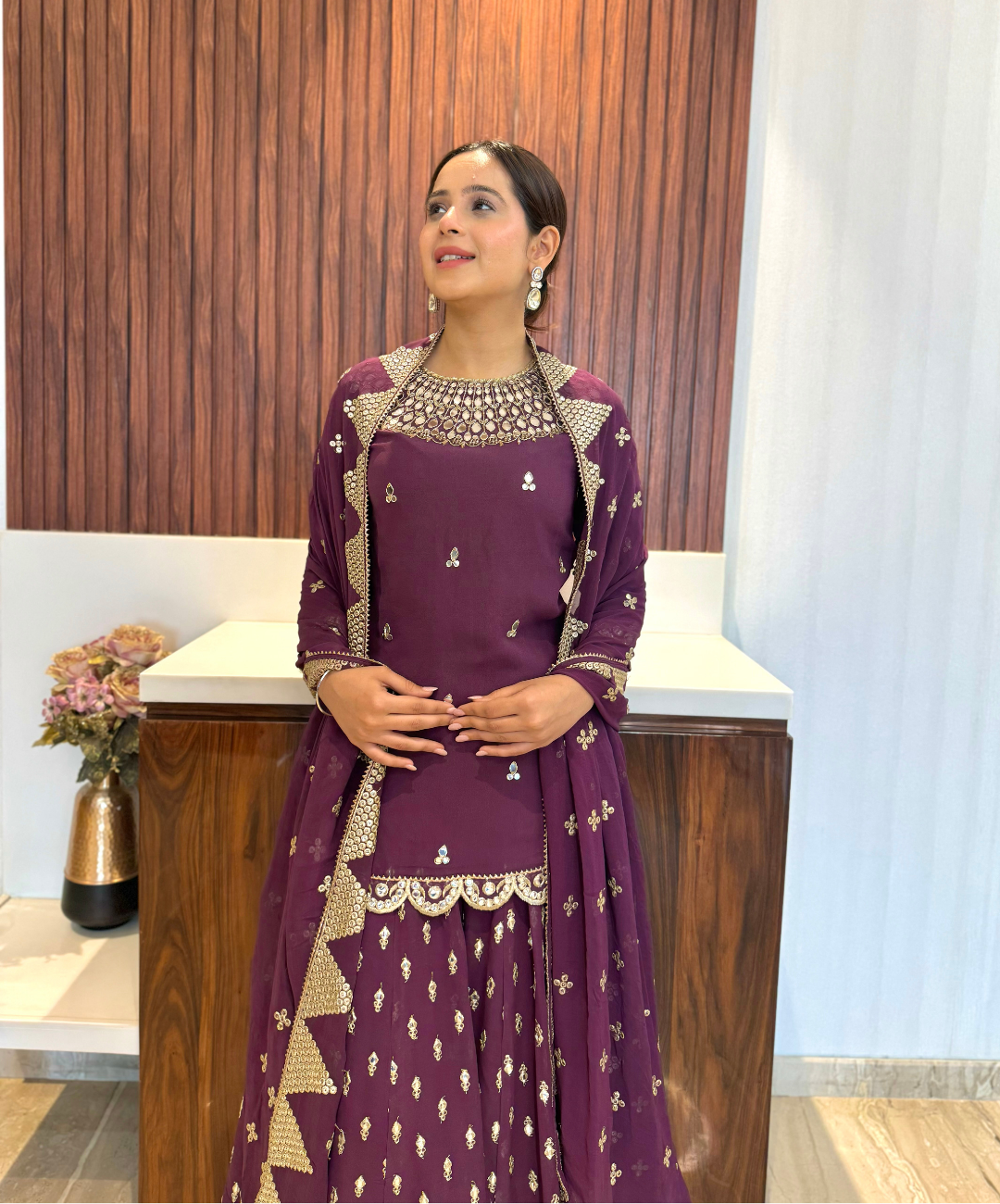 Plum Sharara set