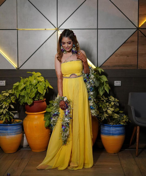 Yellow Ombré Jumpsuit with mirror detailing