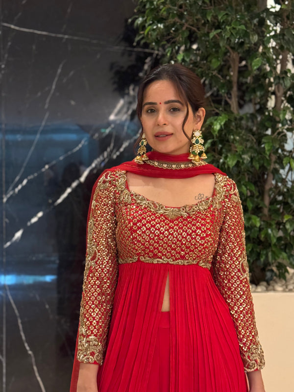 HEER RED SHARARA SET