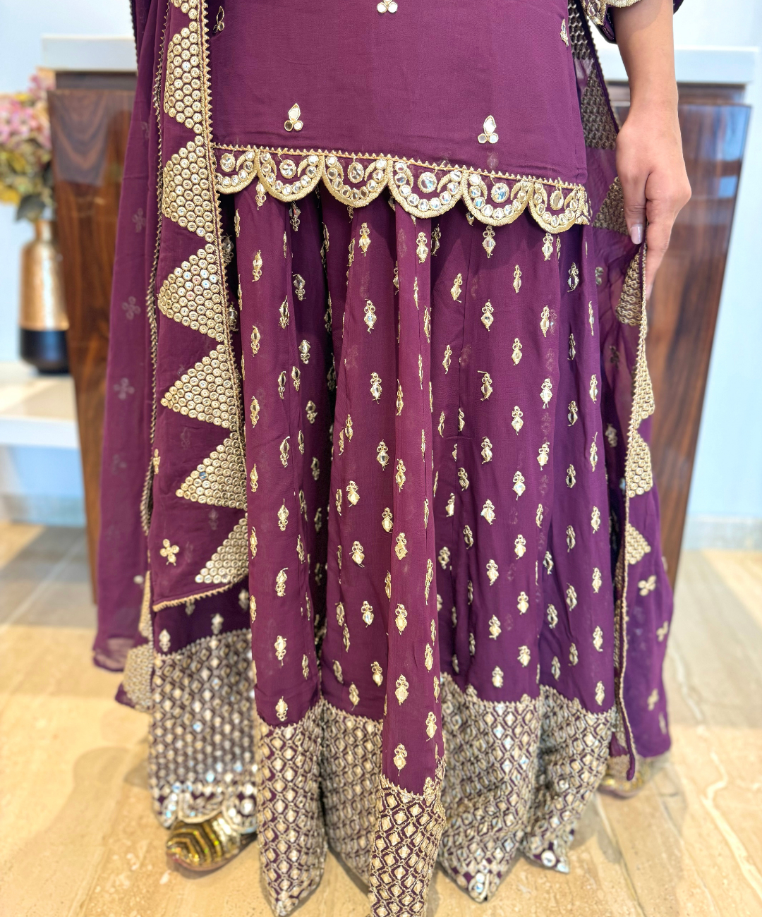 Plum Sharara set