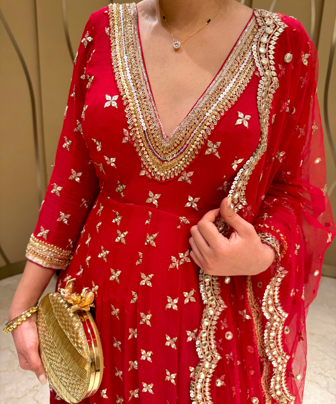 Gulbahar Red Anarkali