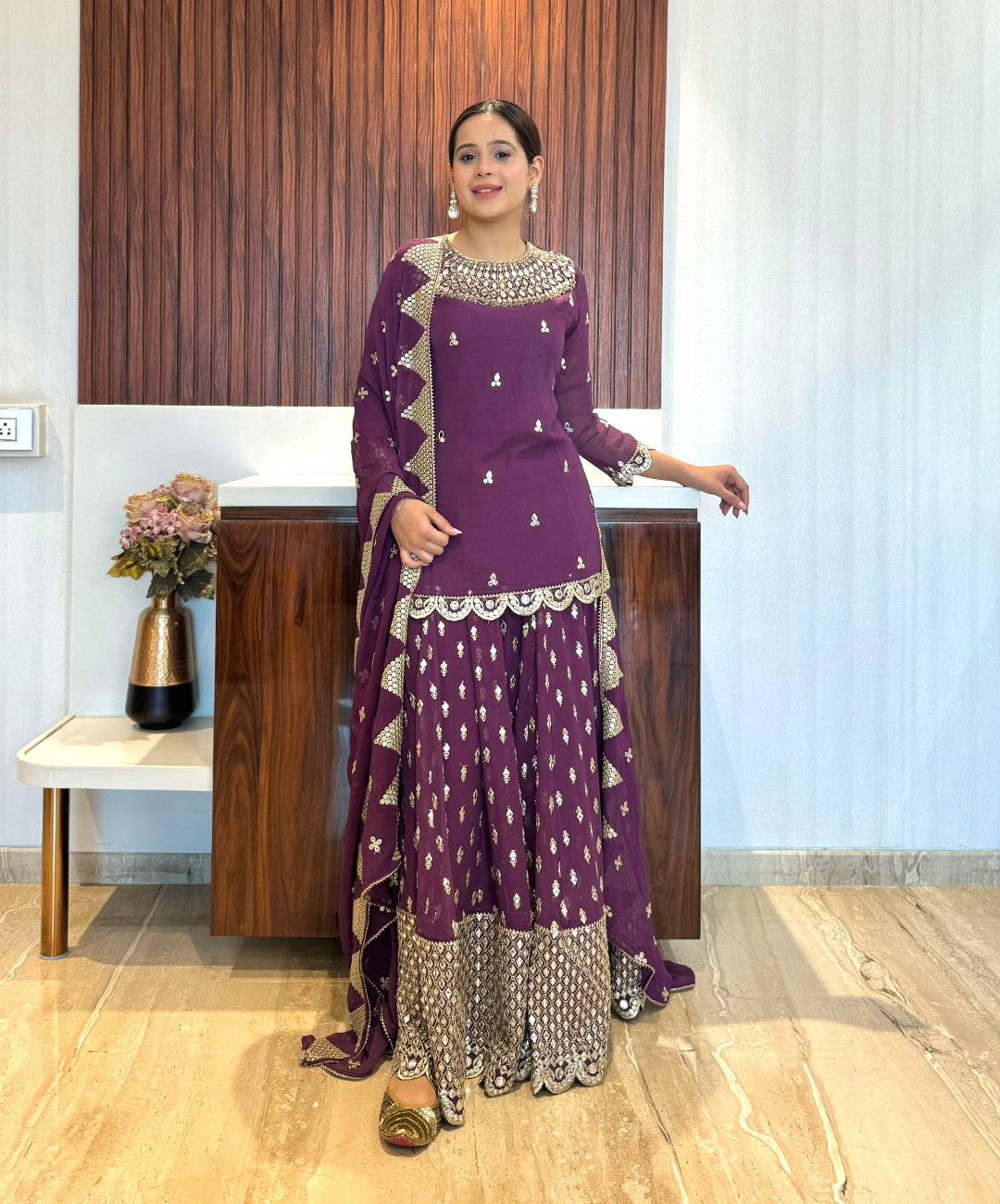 Plum Sharara set