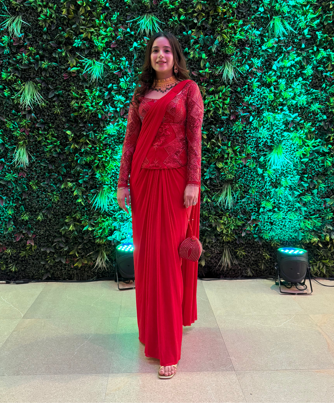 LYRA Red Drape saree