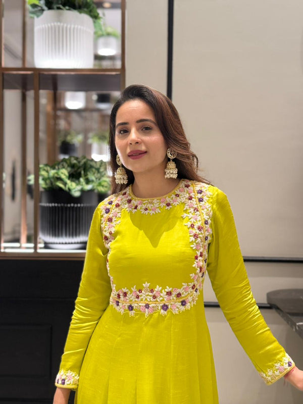 Lemon Green Anarkali