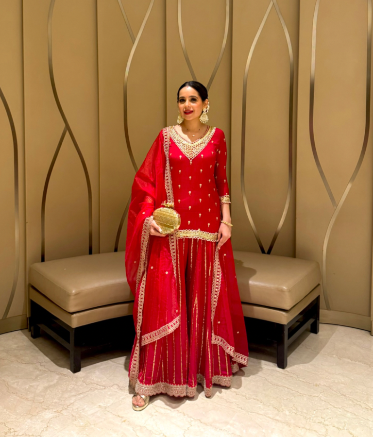 Ruby Red Sharara Suit Set