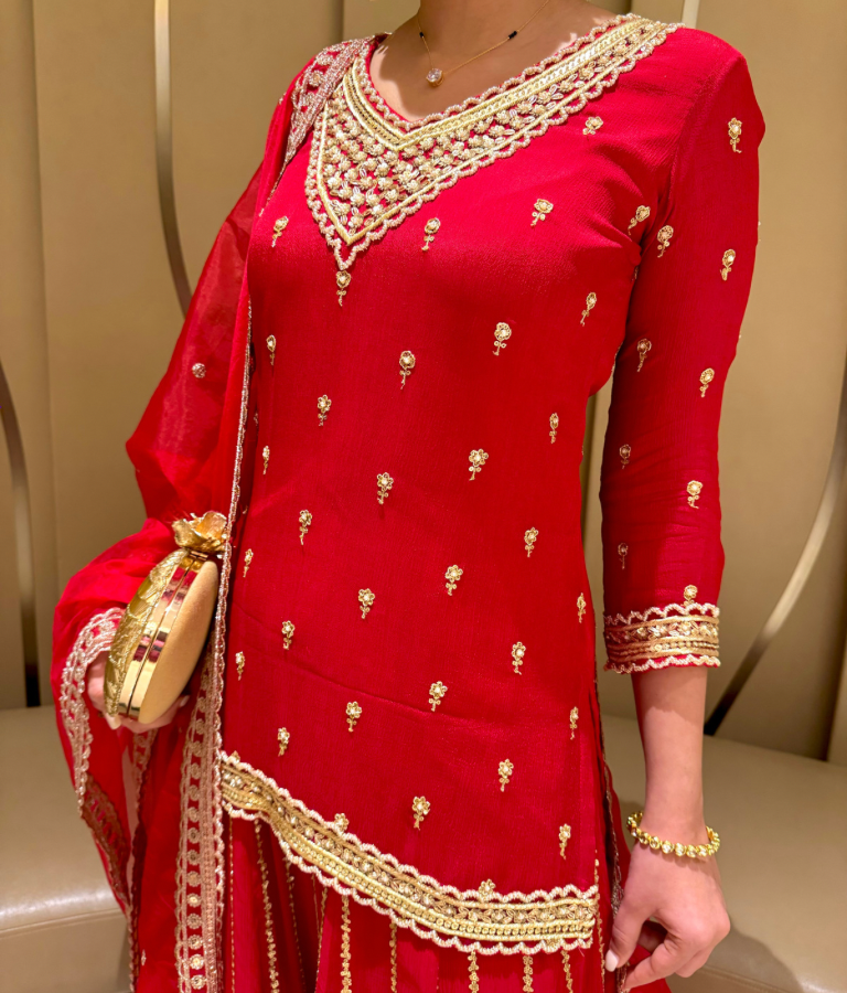 Ruby Red Sharara Suit Set