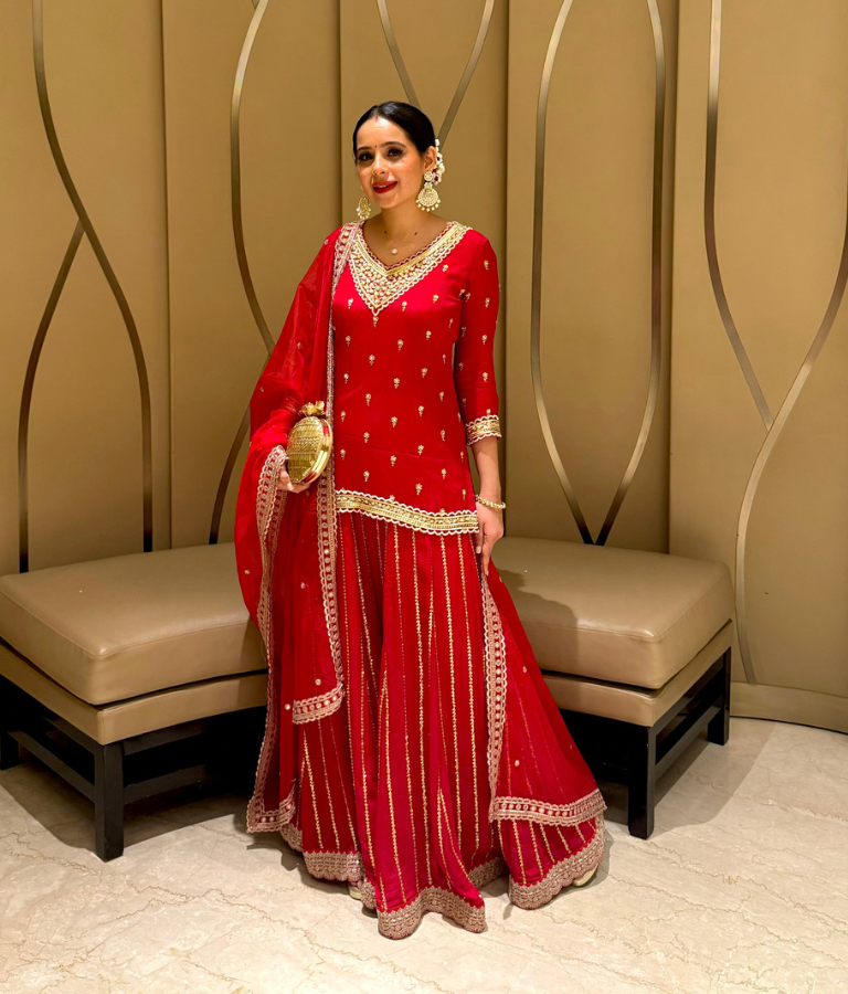 Ruby Red Sharara Suit Set