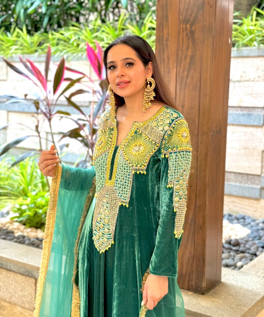 Aquamarine Velvet Anarkali