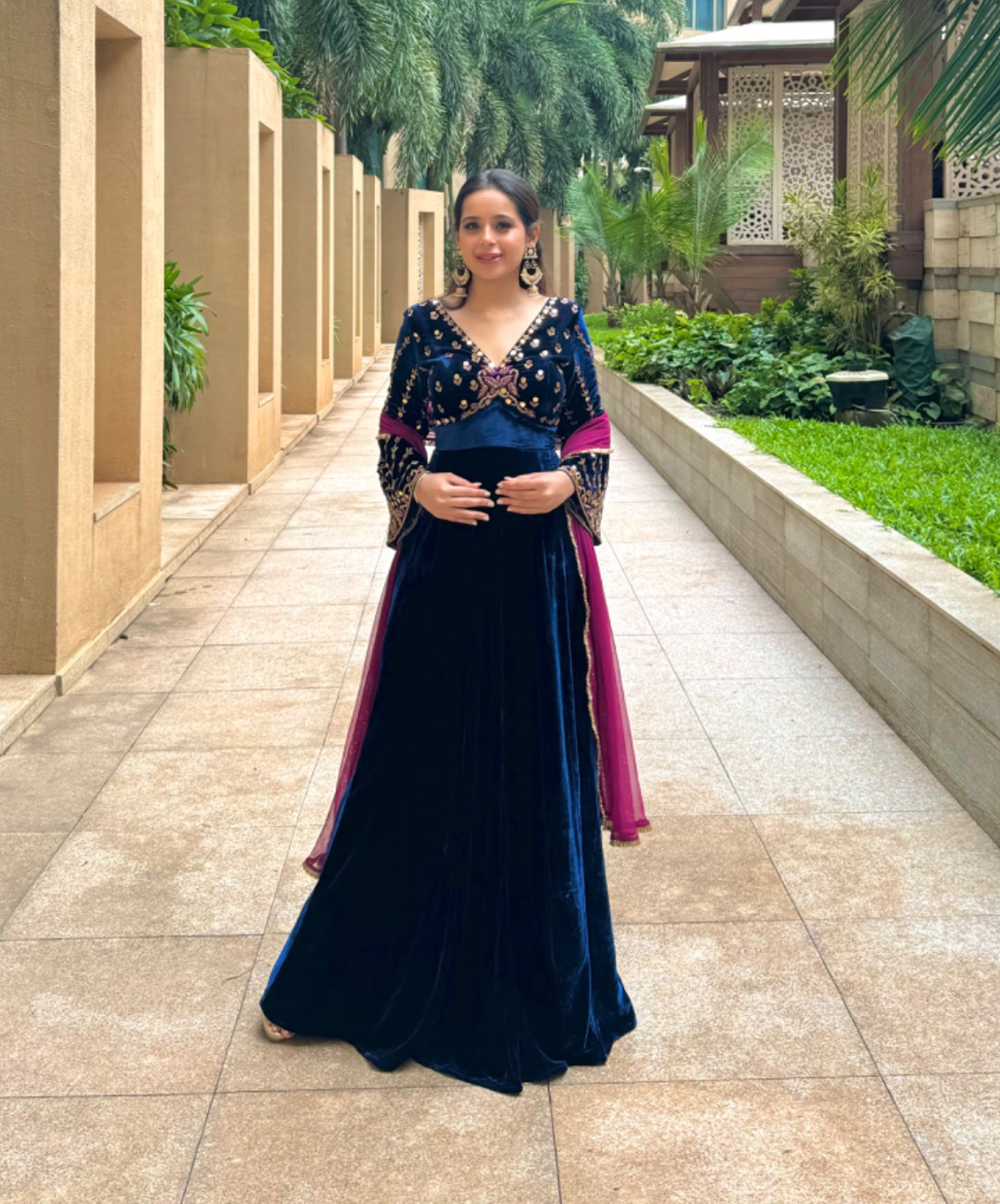 Persian Blue Velvet Anarkali