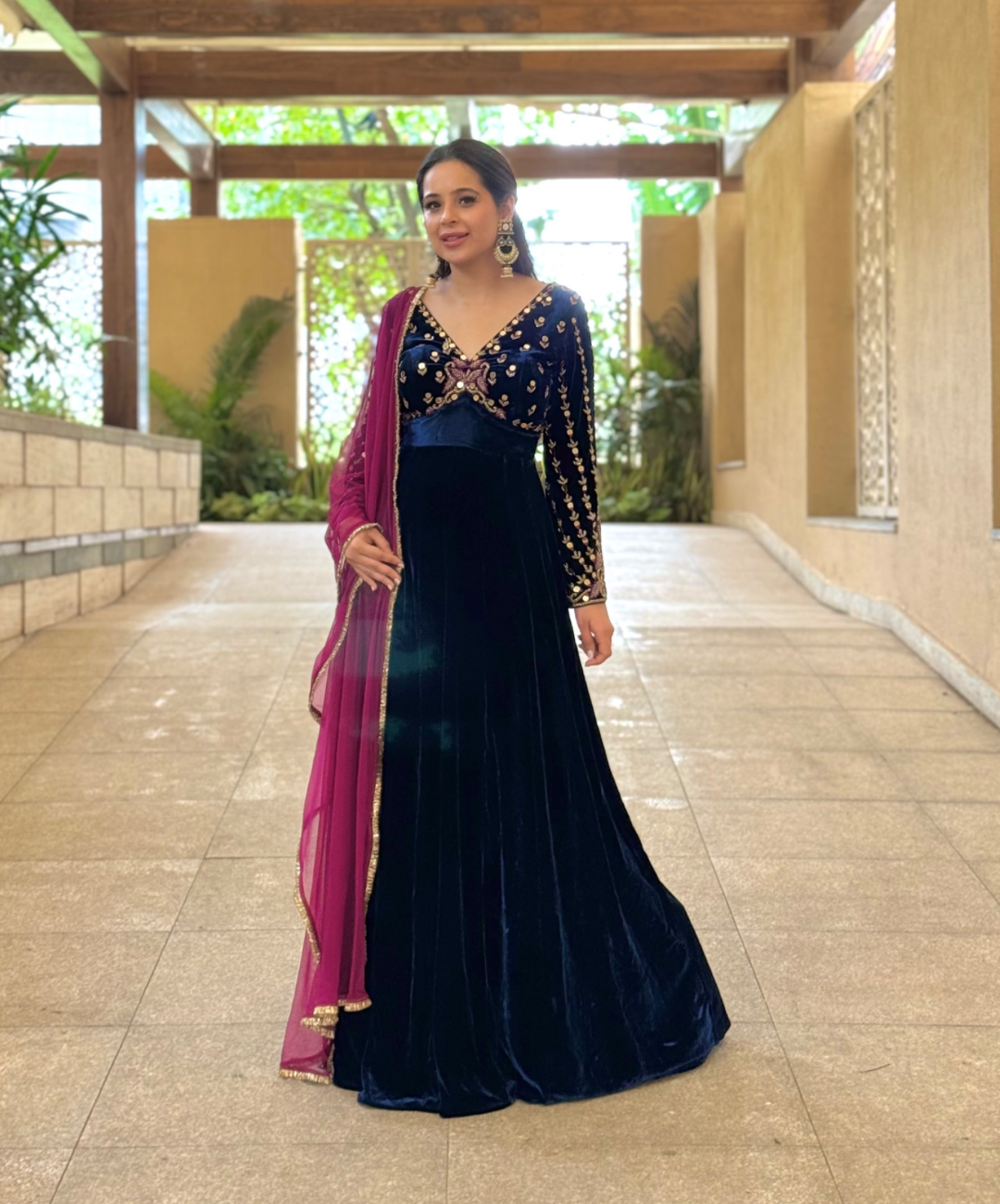 Persian Blue Velvet Anarkali