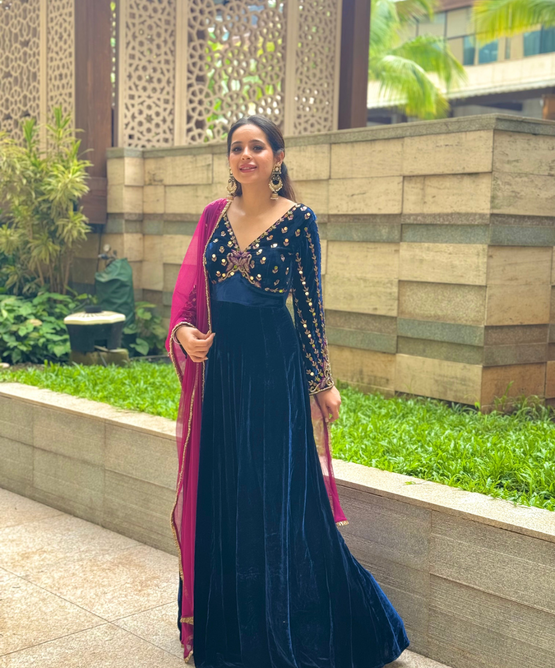 Persian Blue Velvet Anarkali