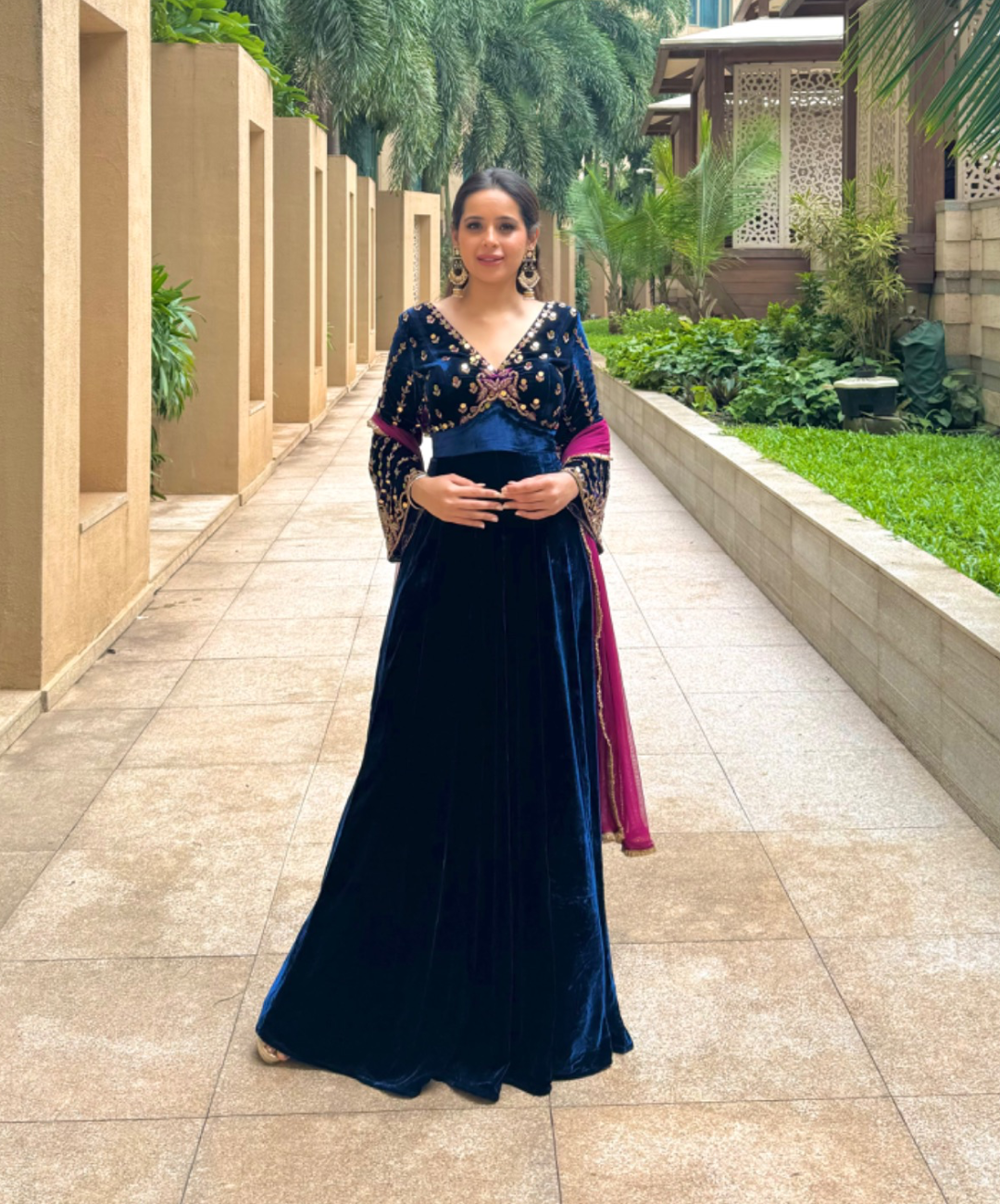 Persian Blue Velvet Anarkali