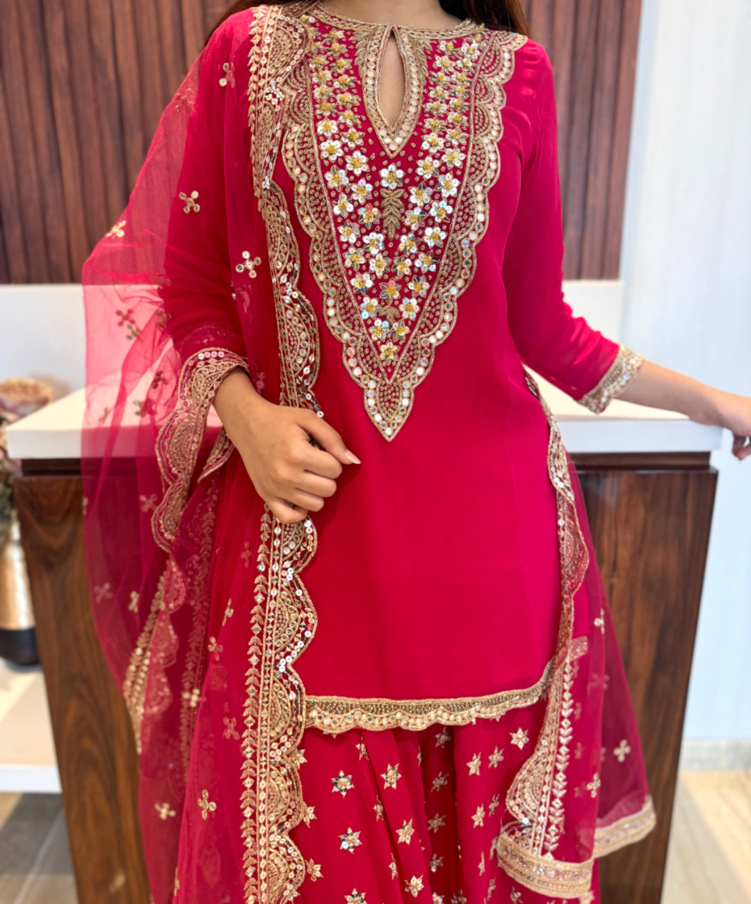 Fuscia Pink Sharara Set