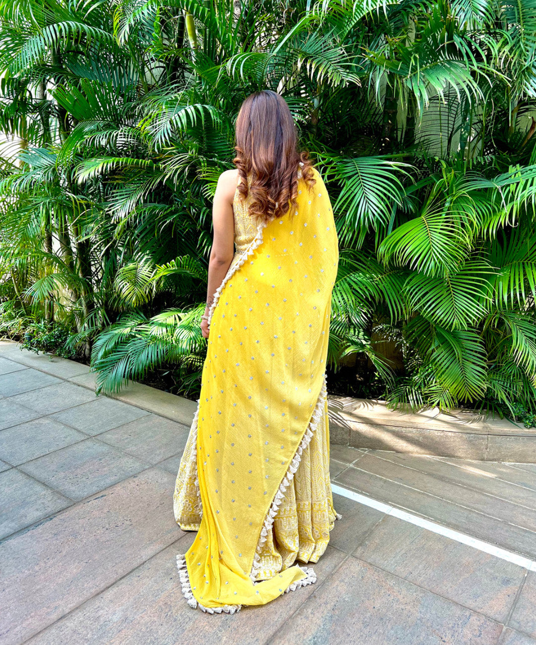 Yellow Chikankari anarkali